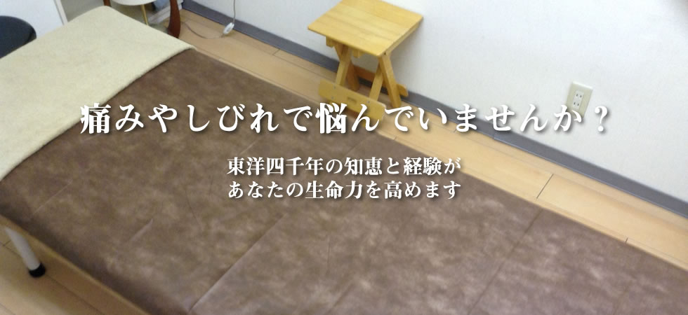 痛みやしびれで悩んでいませんか？東洋四千年の知恵と経験があなたの生命力を高めます