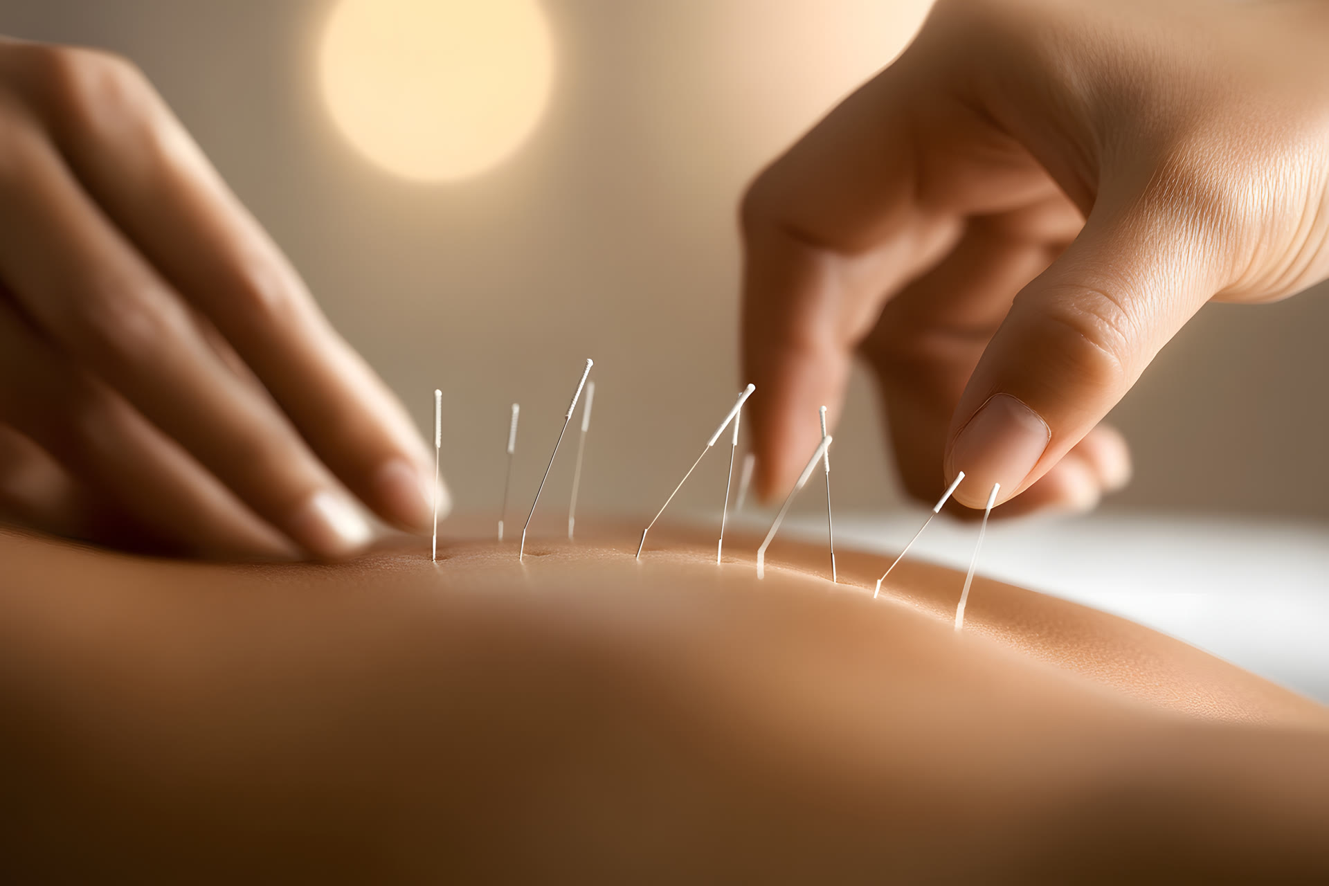 脈診による丁寧な診察の様子